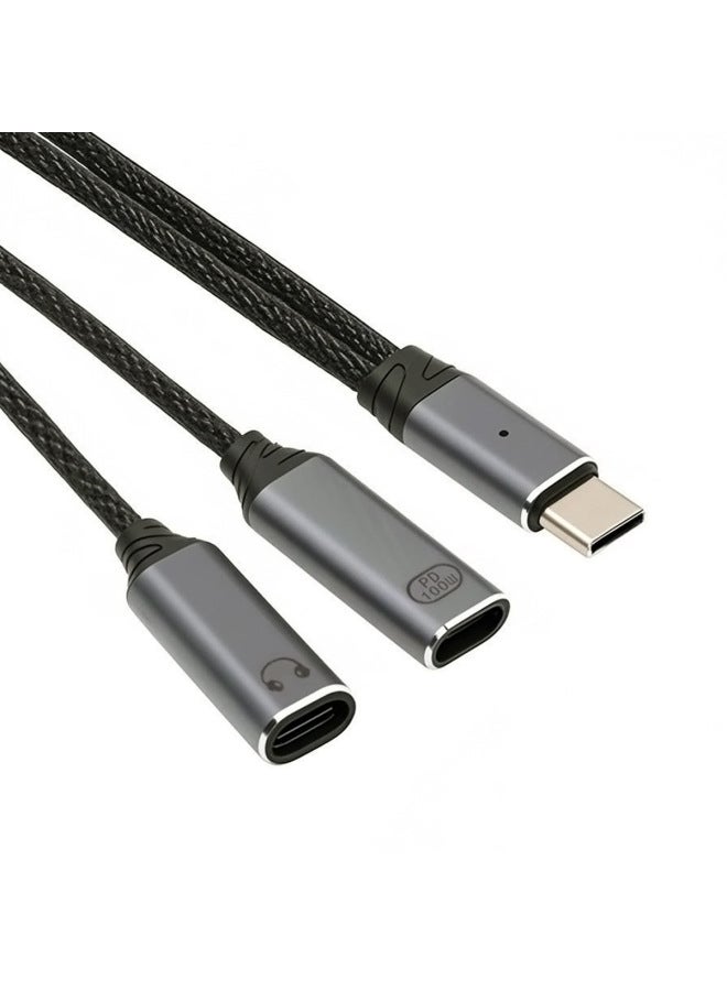 Type-C To 3.5mm Headset Transfer Charging Audio OTG Line 100W Applicable To Mobile Phone Headset Listening To Song Charging-Color:Usb-c Male To Pd100w+dac Audio Dual Usb-c Female - Image 2